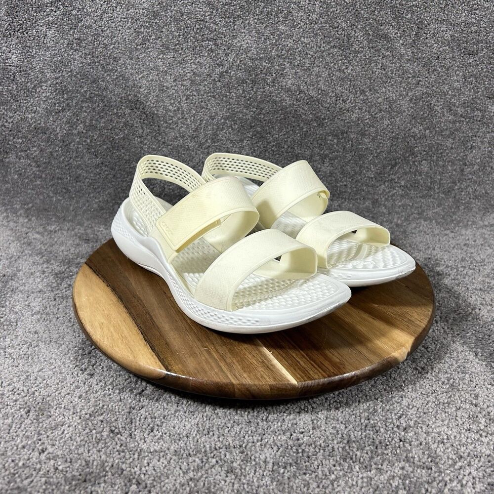 Crocs LiteRide 360 Women’s Sz 11 White Cream Adjustable Heel Strap Sandals Used
